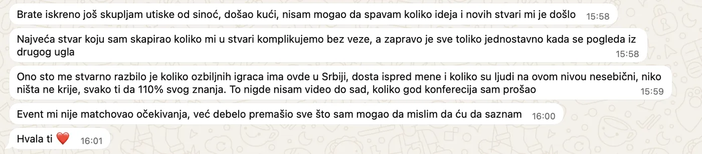 Poruka ucesnika prvog Helix Balkan eventa